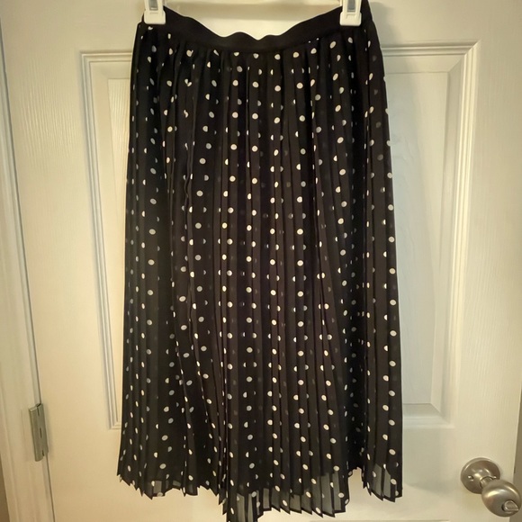 Black and white polka dot midi skirt pleated - Picture 3 of 4